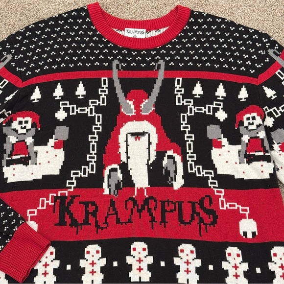 Officially Licensed Krampus Ugly Christmas Sweater Mens L - Picture 2 of 5